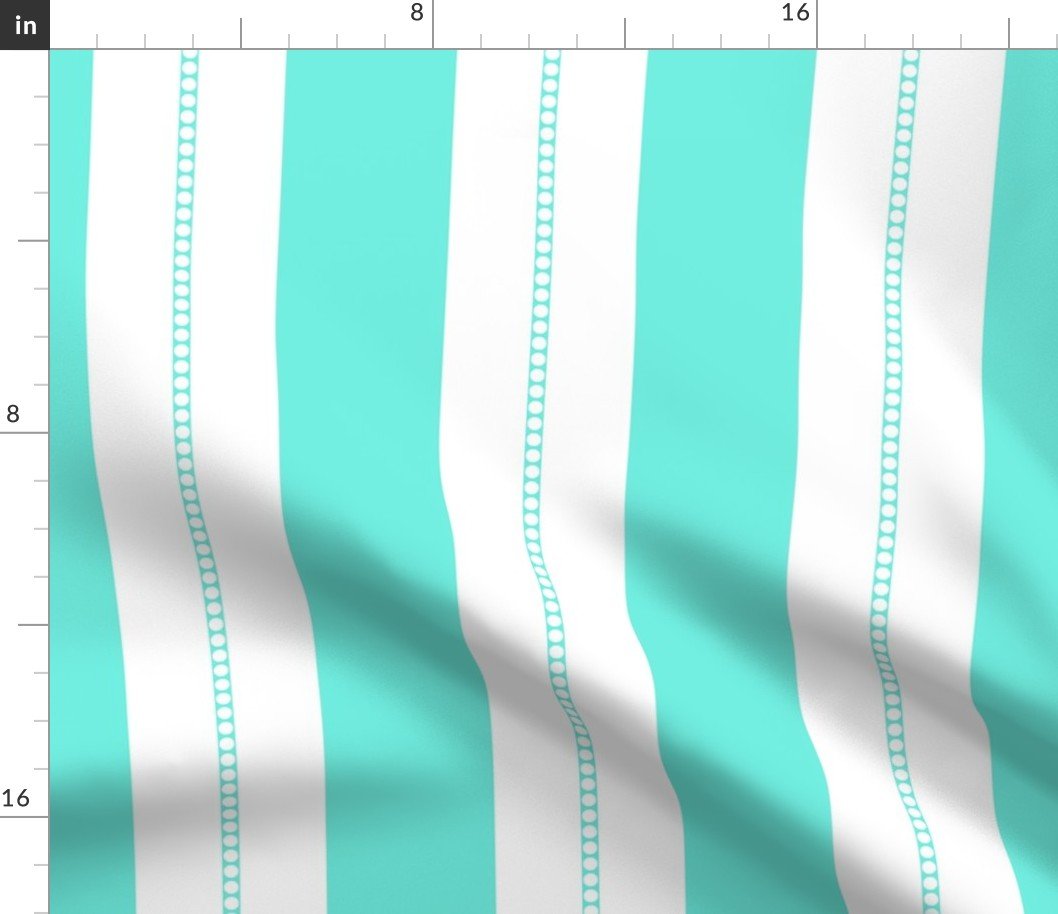 White and Aqua Blue Cabana Beach Bubble Stripes Fabric White and Aqua Blue Cabana Beach Bubble Stripes Fabric