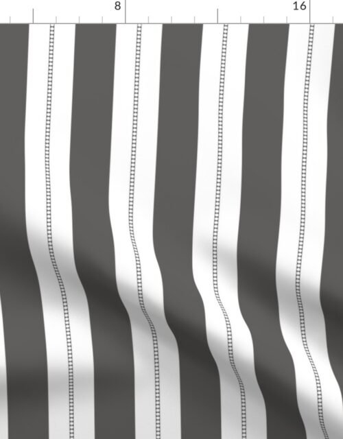 White and Charcoal Grey Cabana Beach Bubble Stripes Fabric