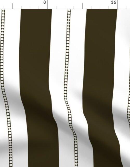 White and Cocoa Brown Cabana Beach Bubble Stripes Fabric
