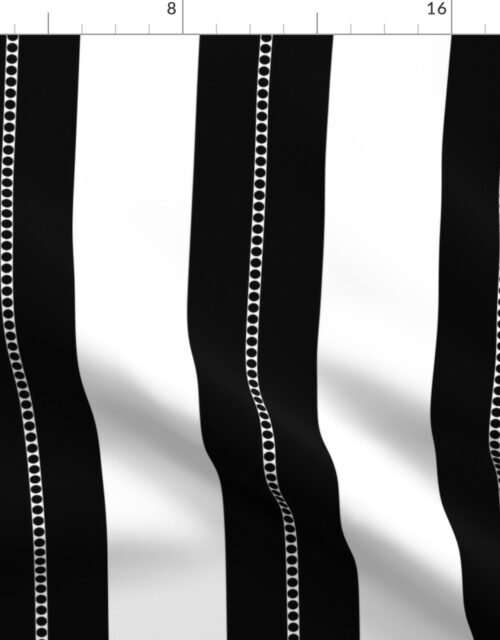 White and Jet Black Cabana Beach Bubble Stripes Fabric