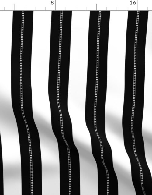 White and Jet Black Cabana Beach Bubble Stripes Fabric