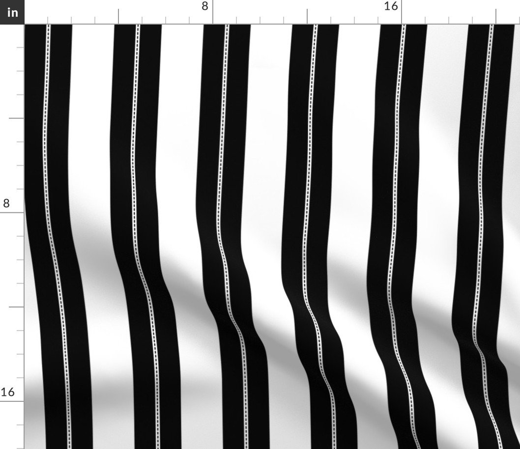 White and Jet Black Cabana Beach Dash Stripes Fabric White and Jet Black Cabana Beach Dash Stripes Fabric