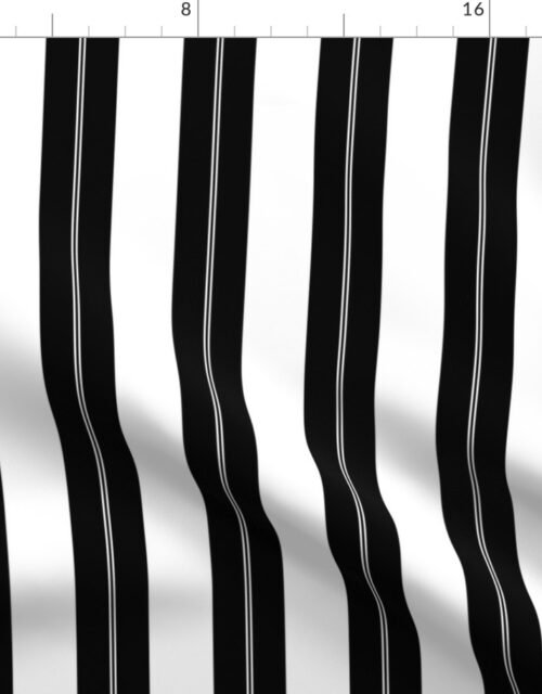 White and Jet Black Cabana Beach Lined Stripes Fabric