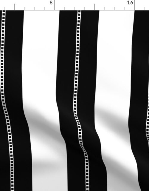 White and Jet Black Cabana Beach Perforated Stripes Fabric