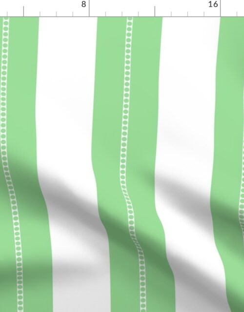 White and Mint Green Cabana Beach Bubble Stripes Fabric