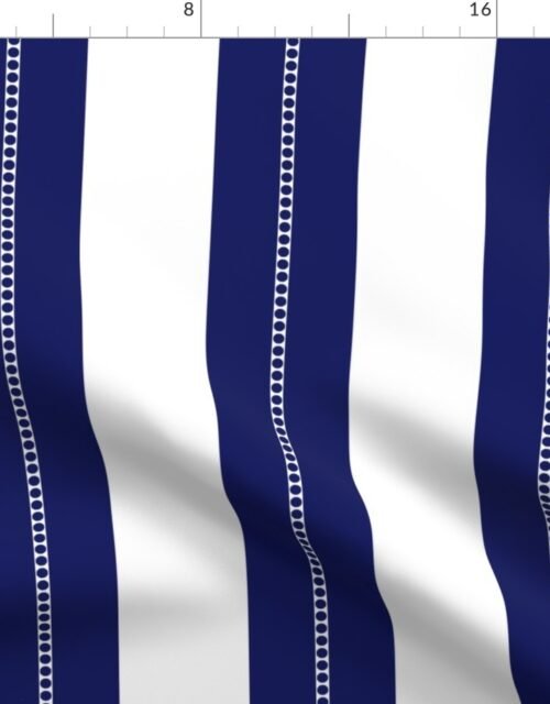 White and Navy Blue Cabana Beach Bubble Stripes Fabric