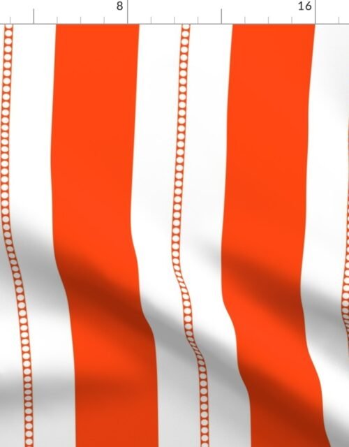 White and Neon Orange Cabana Beach Bubble Stripes Fabric