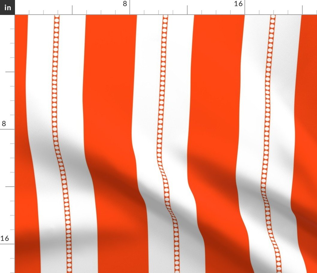 White and Neon Orange Cabana Beach Bubble Stripes Fabric White and Neon Orange Cabana Beach Bubble Stripes Fabric