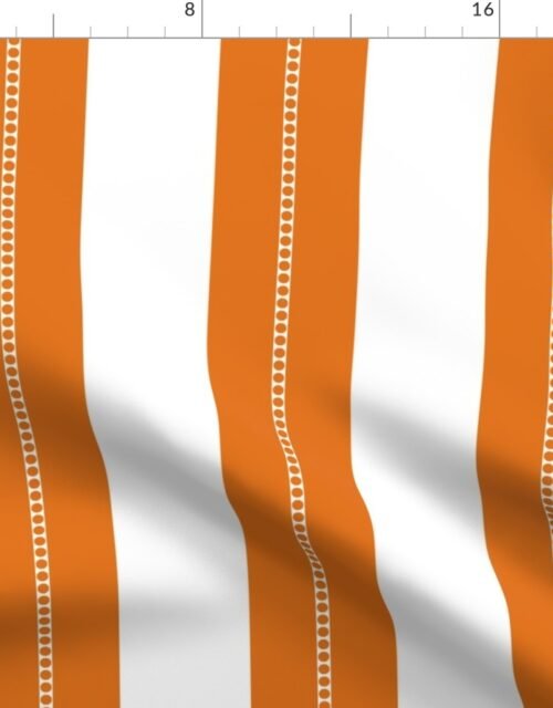 White and Sunset Orange Cabana Beach Bubble Stripes Fabric