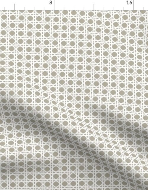 White on Beige Rattan Caning Pattern Fabric