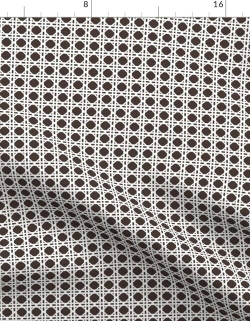 White on Chocolate Rattan Caning Pattern Fabric