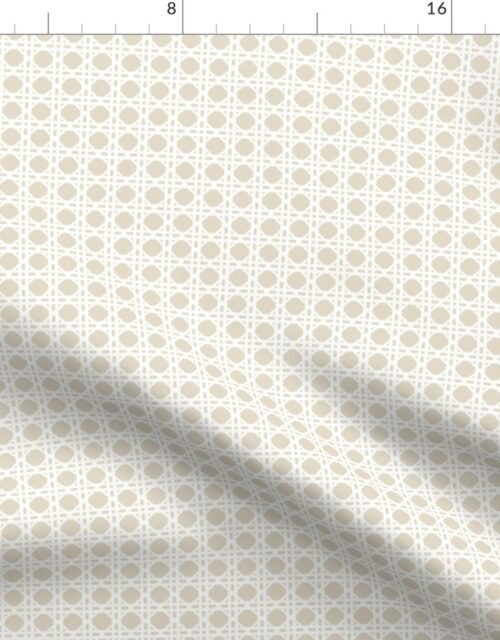 White on Cream Rattan Caning Pattern Fabric