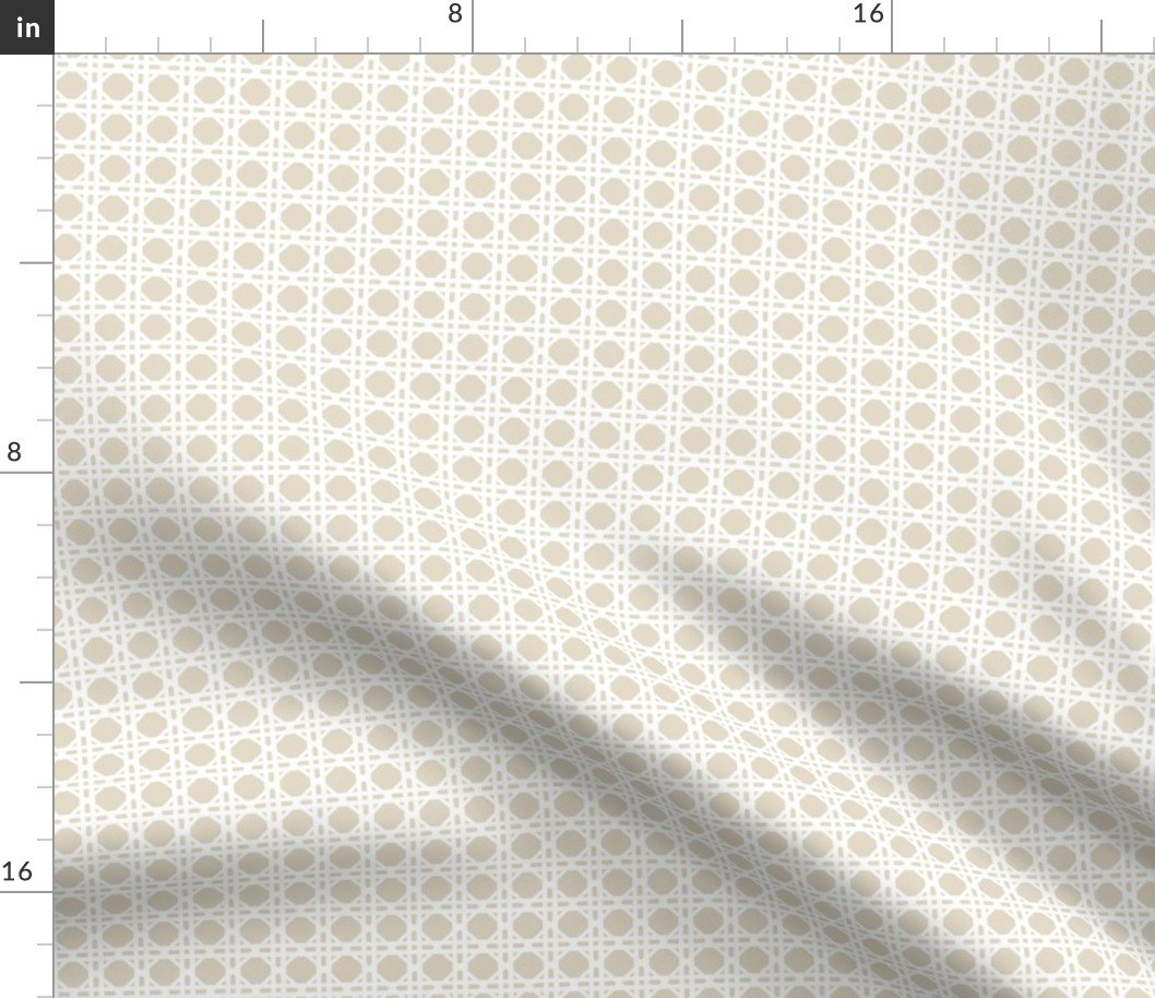 White on Cream Rattan Caning Pattern Fabric White on Cream Rattan Caning Pattern Fabric
