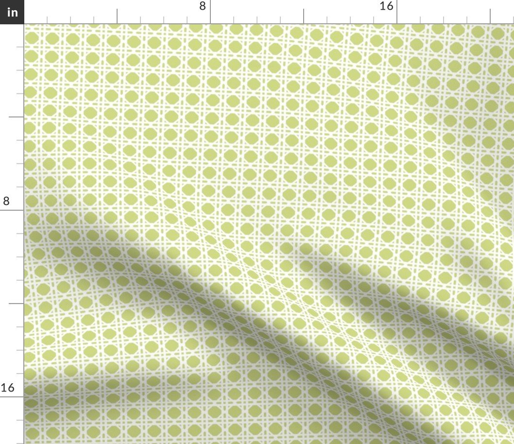 White on New Green Rattan Caning Pattern Fabric White on New Green Rattan Caning Pattern Fabric