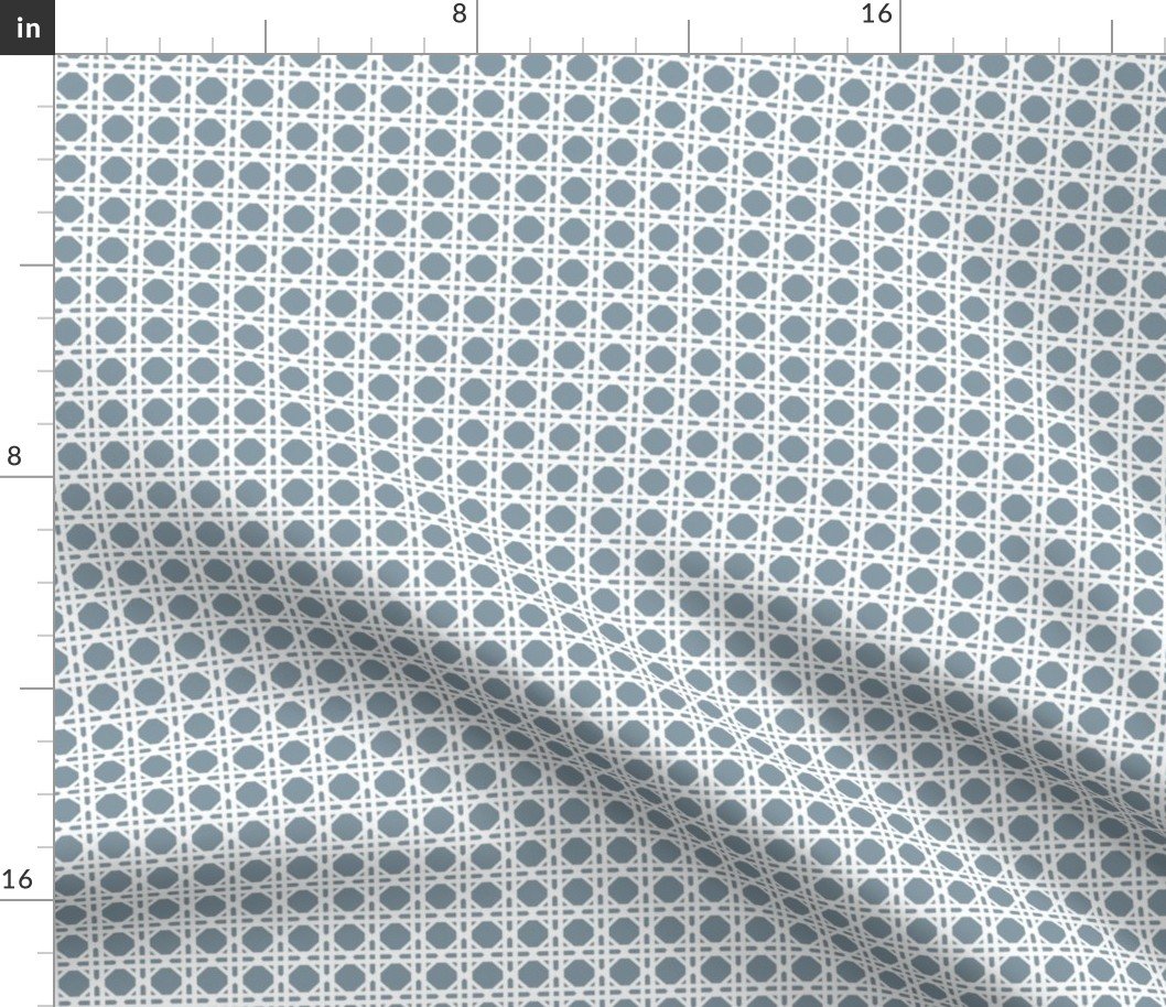 White on Winter Blue Rattan Caning Pattern Fabric White on Winter Blue Rattan Caning Pattern Fabric