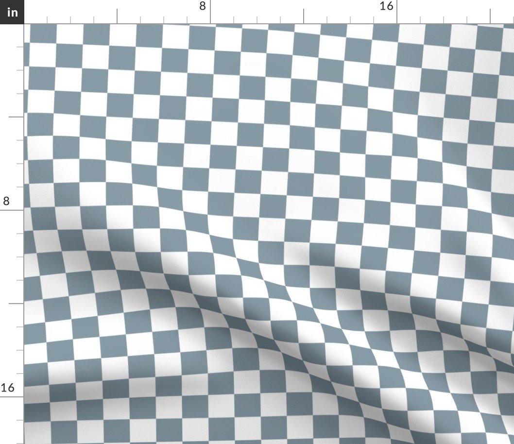 Winter Blue and White One Inch Check French Provincial Winter Checkerboard Fabric