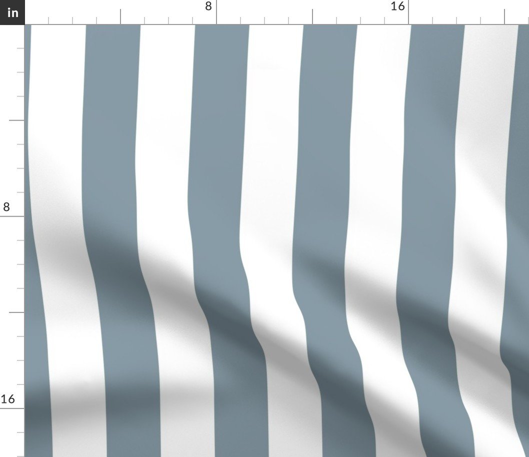 Winter Blue and White Vertical 2 inch French Provincial Cabana Stripe Fabric