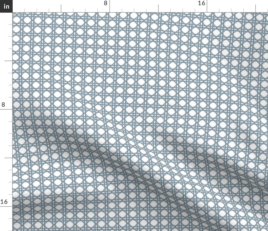 Winter Blue on White Rattan Caning Pattern Fabric Winter Blue on White Rattan Caning Pattern Fabric