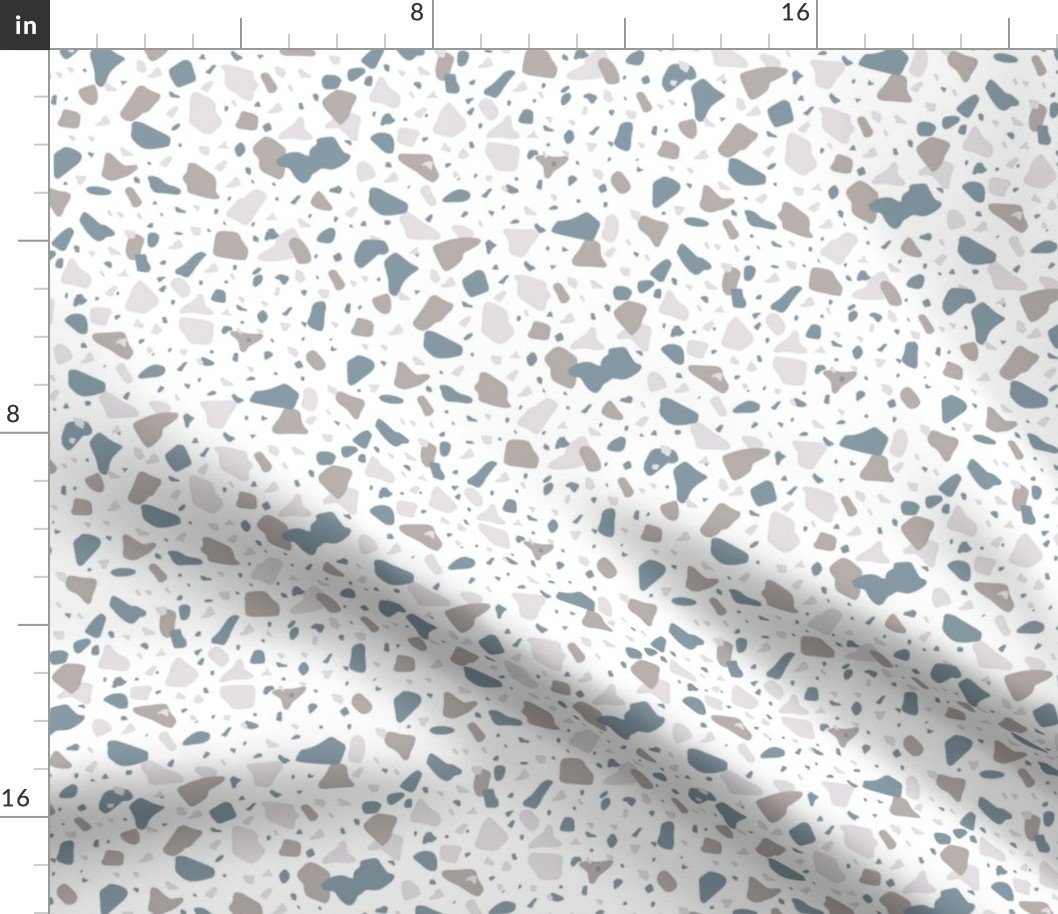 Winter Blue with Fawn Blue Marble Chips French Provincial Winter Terazzo Smaller Scale Fabric