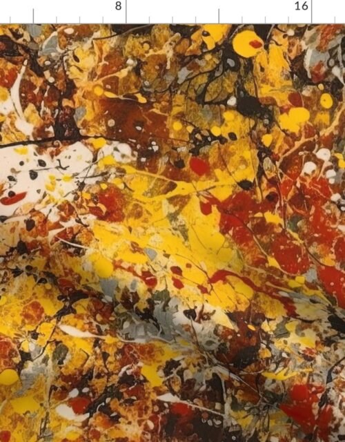 Yellow Drip Paint Splatter Technique Fabric