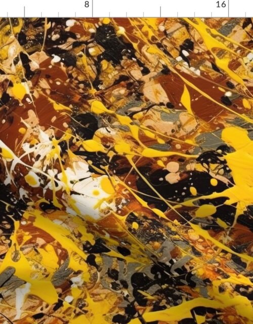 Yellow Drip Paint Splatter Technique Fabric