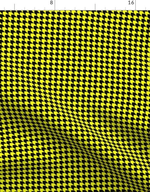 Yellow and Black Houndstooth Chevrons Fabric