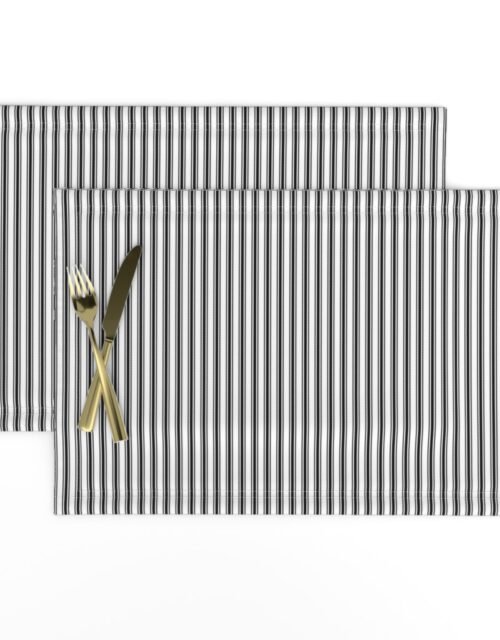 Black and White Mattress Ticking 1/4 inch Wide Bedding Stripes Placemats