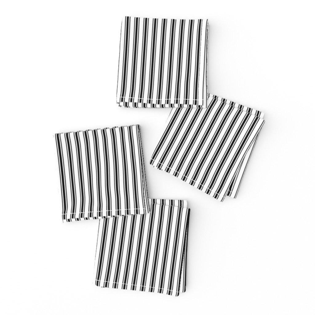 Black and White Mattress Ticking 1/4 inch Wide Bedding Stripes Cocktail Napkins Black and White Mattress Ticking 1/4 inch Wide Bedding Stripes Cocktail Napkins