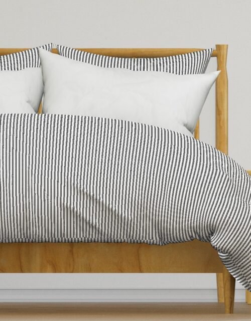 Black and White Mattress Ticking 1/4 inch Wide Bedding Stripes Duvet Cover