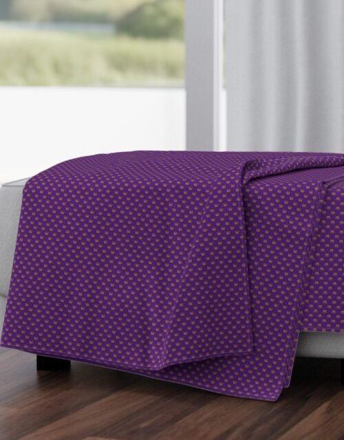Micro Gold Crowns on Royal Purple Throw Blanket