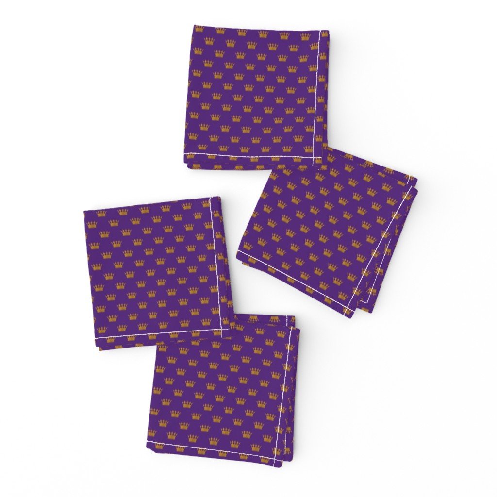 Micro Gold Crowns on Royal Purple Cocktail Napkins Micro Gold Crowns on Royal Purple Cocktail Napkins