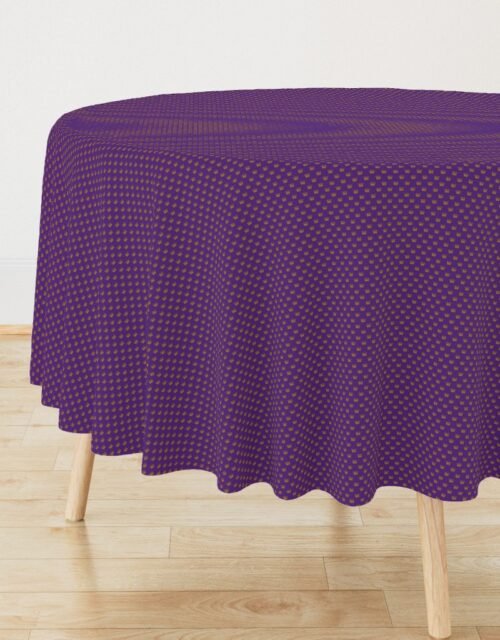 Micro Gold Crowns on Royal Purple Round Tablecloth