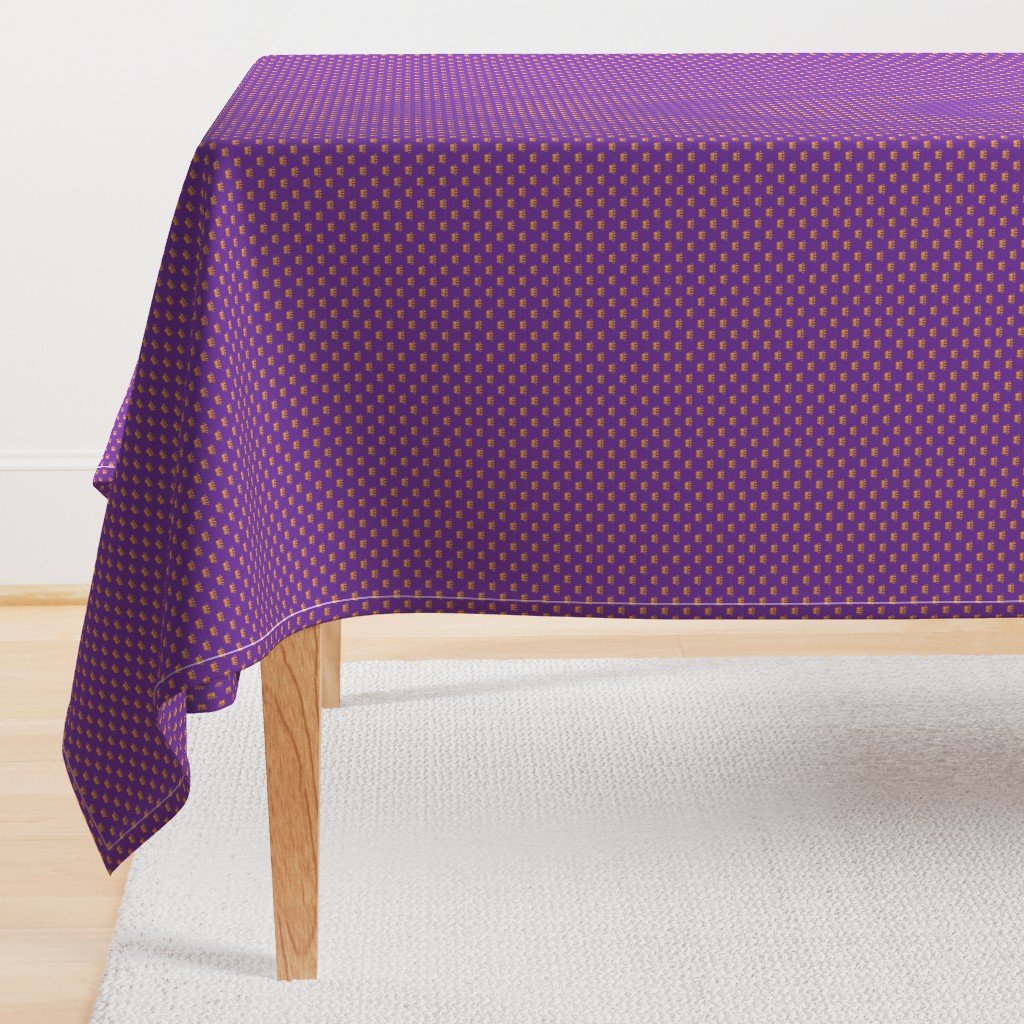 Micro Gold Crowns on Royal Purple Rectangular Tablecloth Micro Gold Crowns on Royal Purple Rectangular Tablecloth