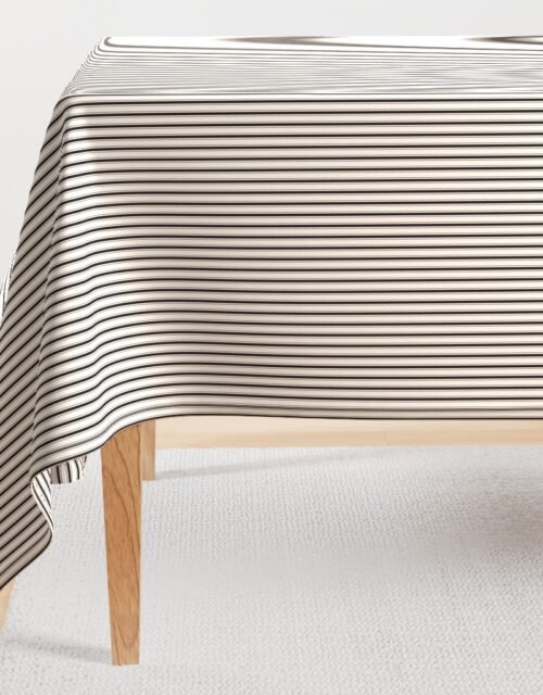 Micro Coal Black Antique Vintage Mattress Ticking Stripe on Cream Rectangular Tablecloth