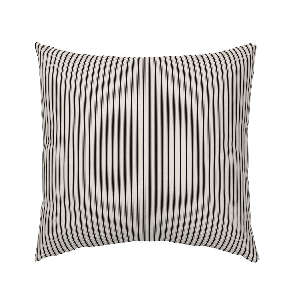 Micro Coal Black Antique Vintage Mattress Ticking Stripe on Cream Euro Pillow Sham Micro Coal Black Antique Vintage Mattress Ticking Stripe on Cream Euro Pillow Sham