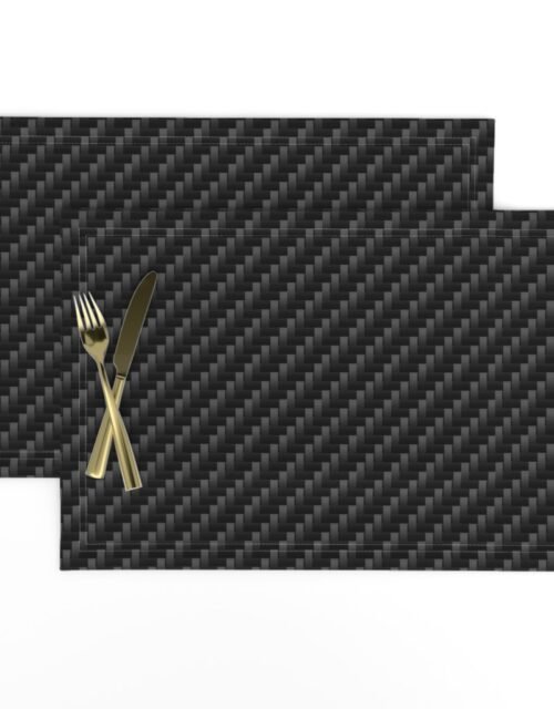Large Diagonal Ribbed Black Carbon Fibre  for the Man Cave Placemats