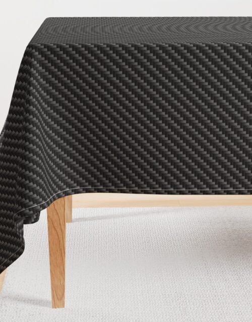 Large Diagonal Ribbed Black Carbon Fibre  for the Man Cave Rectangular Tablecloth