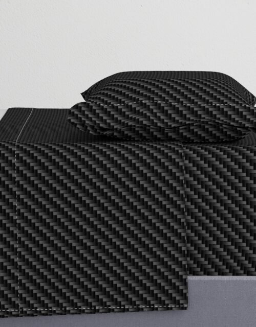 Large Diagonal Ribbed Black Carbon Fibre  for the Man Cave Sheet Set