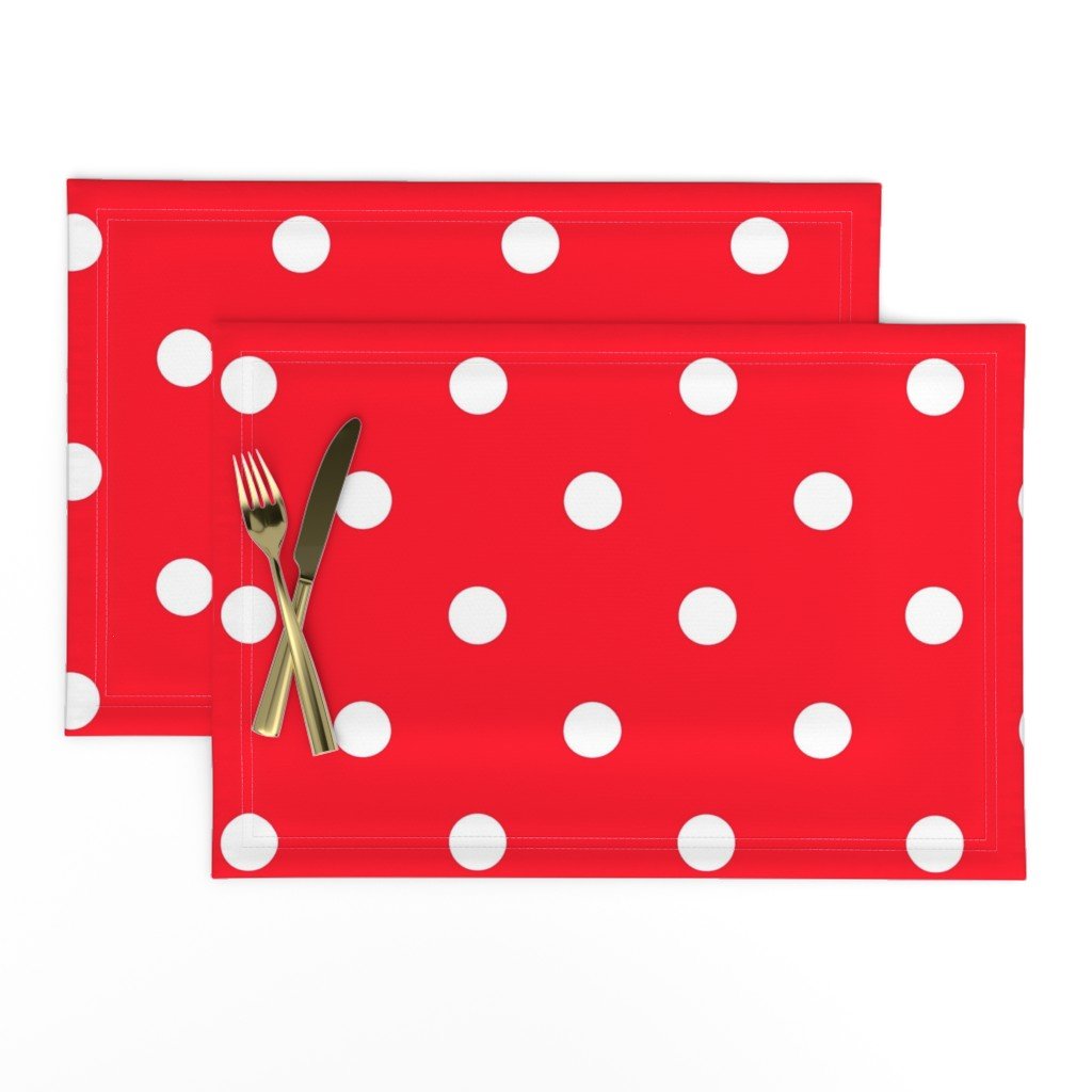 White Polkadots on Cherry Red Placemats White Polkadots on Cherry Red Placemats