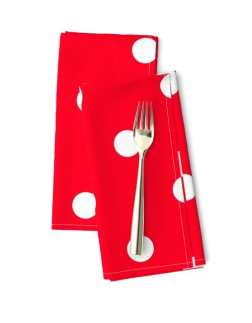 White Polkadots on Cherry Red Dinner Napkins
