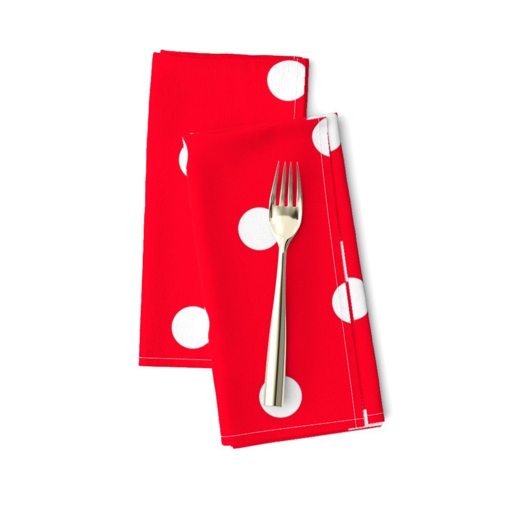 White Polkadots on Cherry Red Dinner Napkins White Polkadots on Cherry Red Dinner Napkins