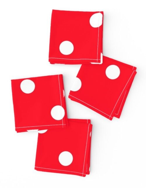 White Polkadots on Cherry Red Cocktail Napkins