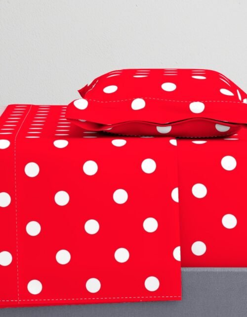 White Polkadots on Cherry Red Sheet Set