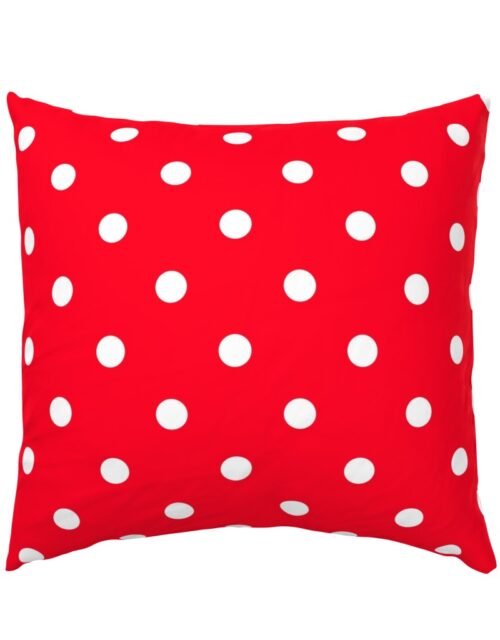White Polkadots on Cherry Red Euro Pillow Sham