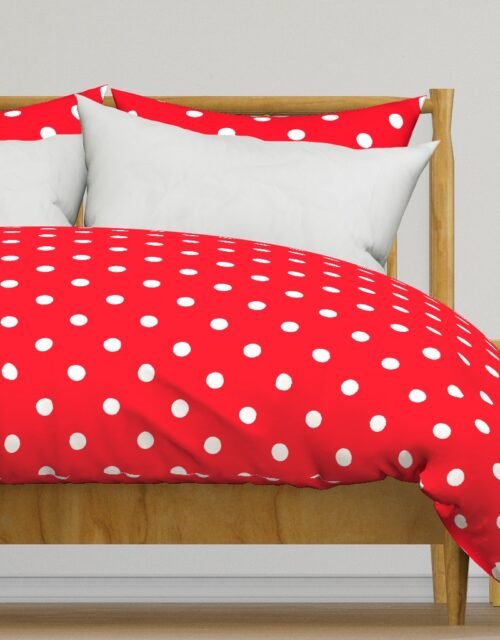 White Polkadots on Cherry Red Duvet Cover