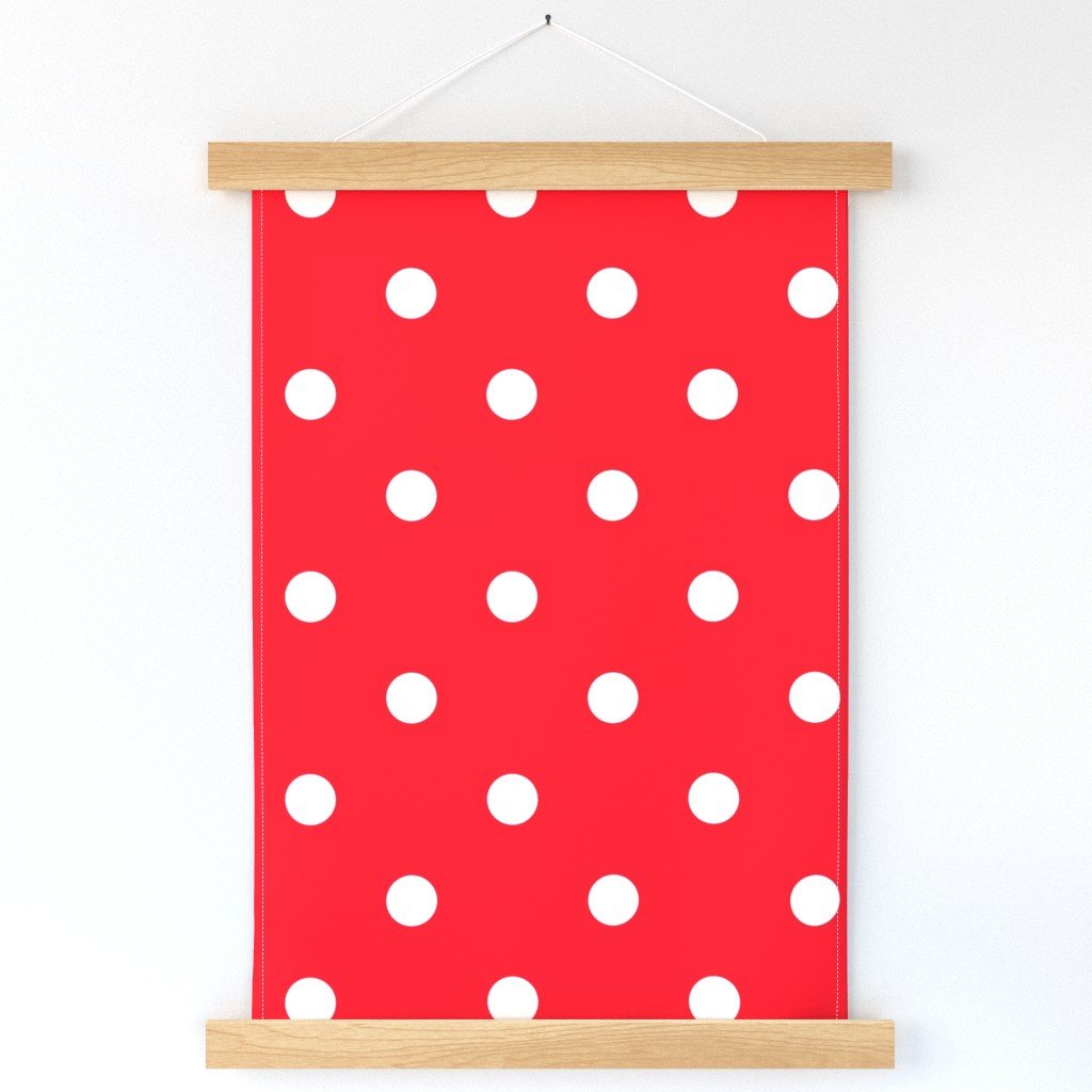 White Polkadots on Cherry Red Wall Hanging White Polkadots on Cherry Red Wall Hanging