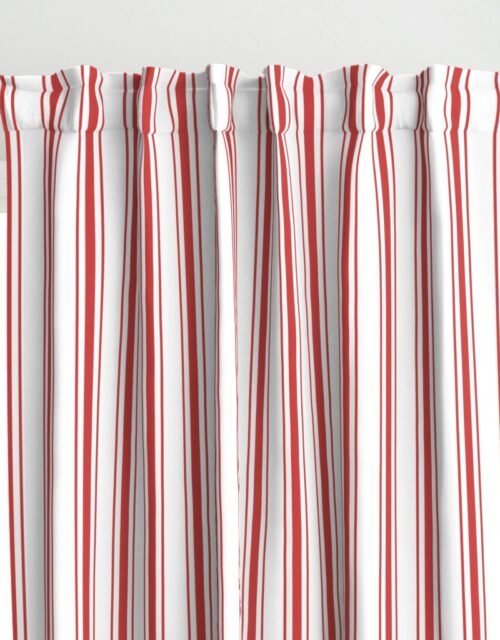 Mattress Ticking Wide Striped Pattern in Red and White Curtains