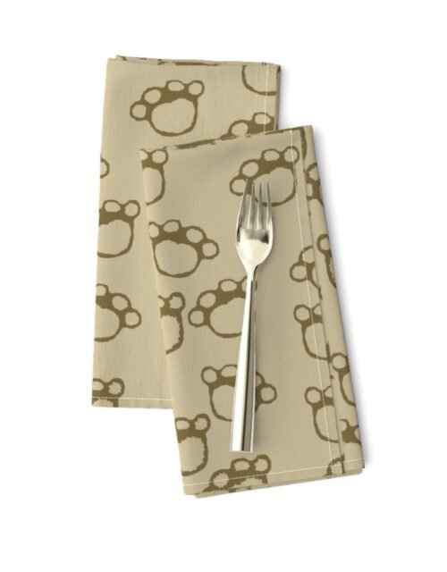 Paw Prints in Brown on Khaki Beige Dinner Napkins