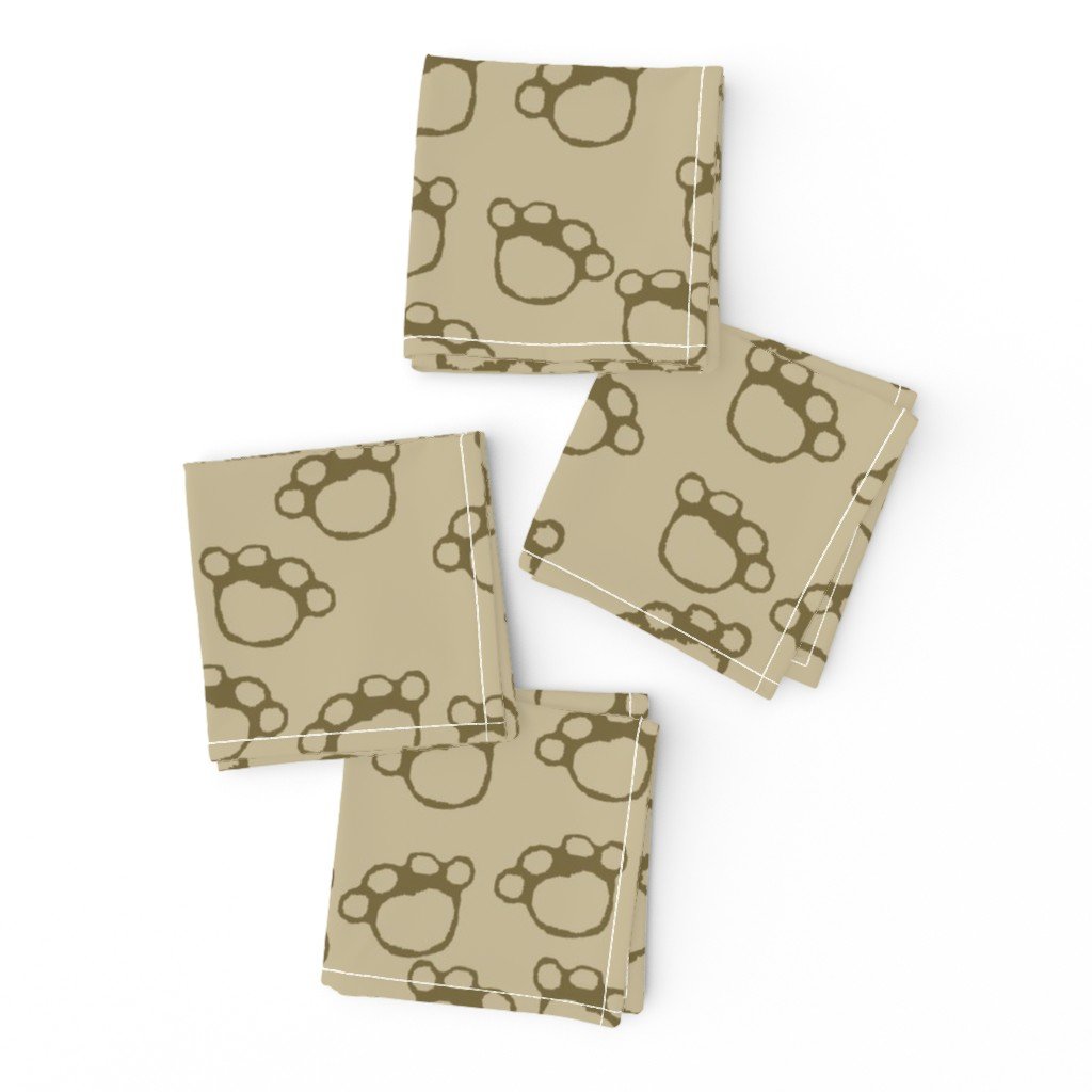 Paw Prints in Brown on Khaki Beige Cocktail Napkins Paw Prints in Brown on Khaki Beige Cocktail Napkins
