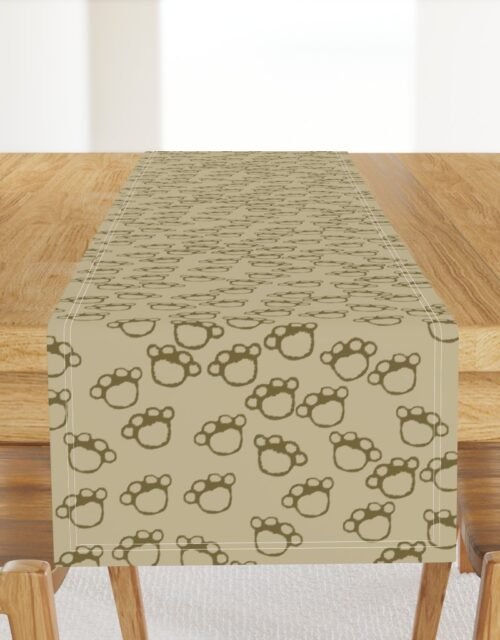Paw Prints in Brown on Khaki Beige Table Runner